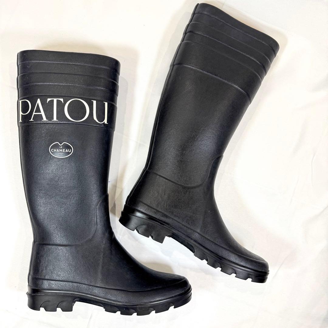 人気完売 PATOU パトゥ ルシャモ レインブーツ 黒 38