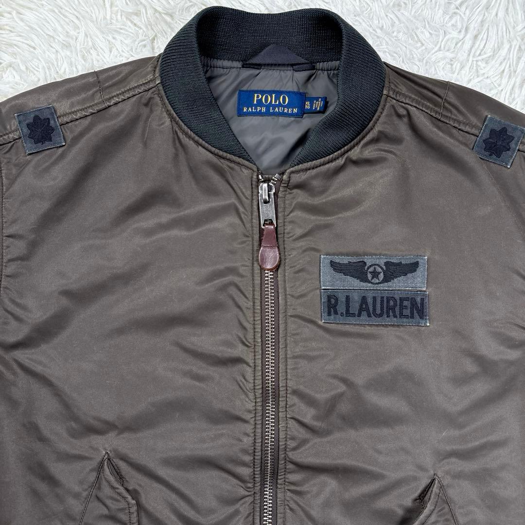 ✨XL・MA-1✨ラルフローレン　フライトジャケット　ヴィンテージ加工　ワッペン