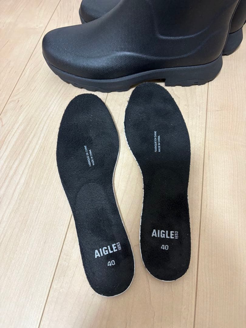 25〜25.5㎝★美品AIGLEレインブーツ40 エーグルブーツ 黒 長靴