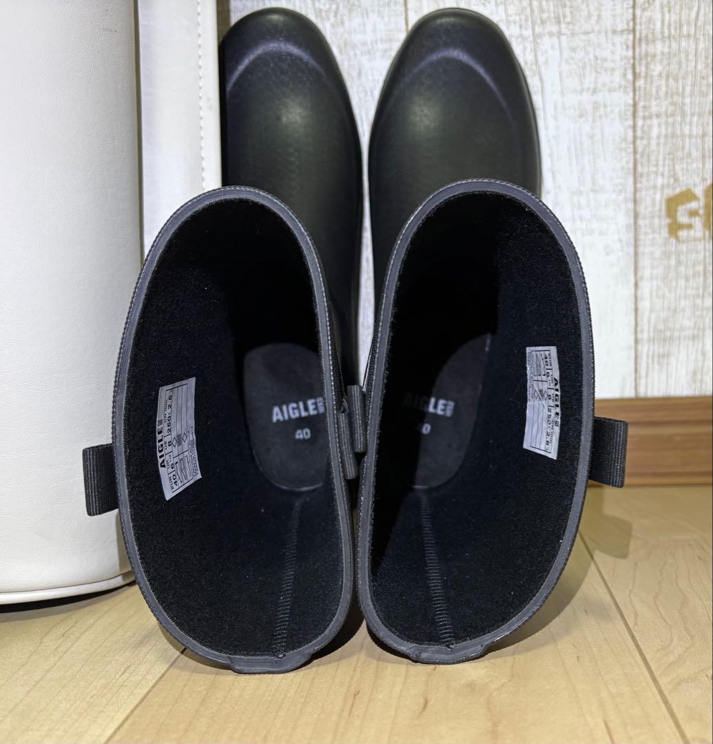 25〜25.5㎝★美品AIGLEレインブーツ40 エーグルブーツ 黒 長靴