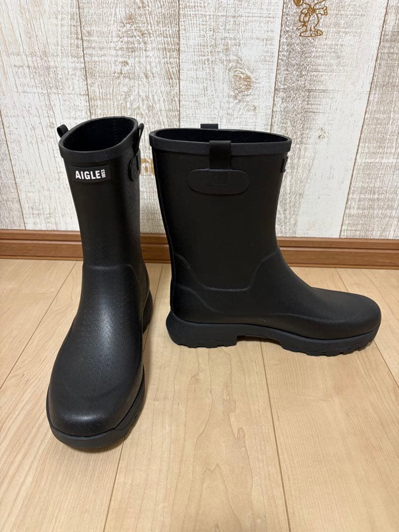 25〜25.5㎝★美品AIGLEレインブーツ40 エーグルブーツ 黒 長靴