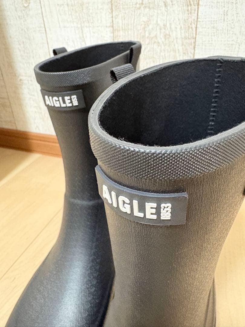 25〜25.5㎝★美品AIGLEレインブーツ40 エーグルブーツ 黒 長靴