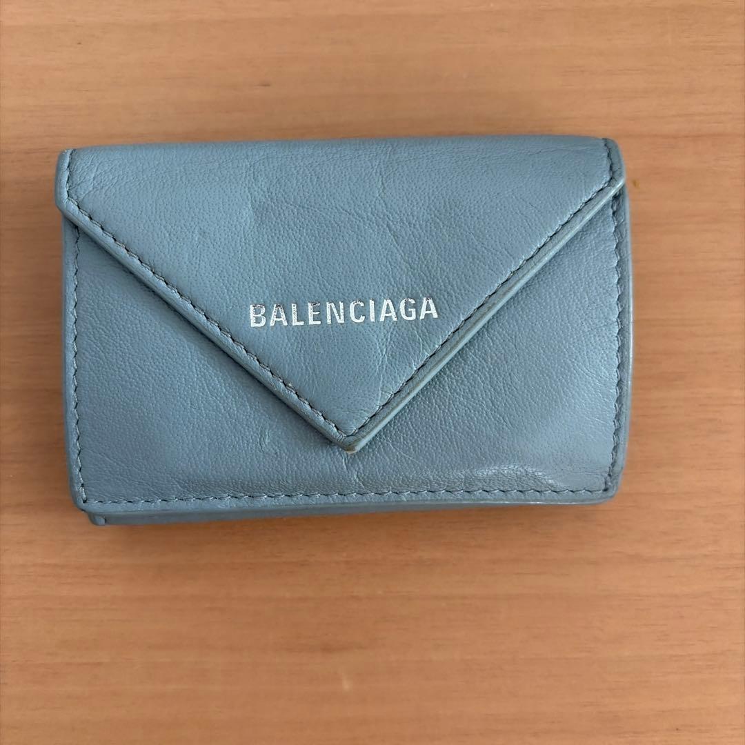 BALENCIAGA 三つ折り財布 ライトブルー