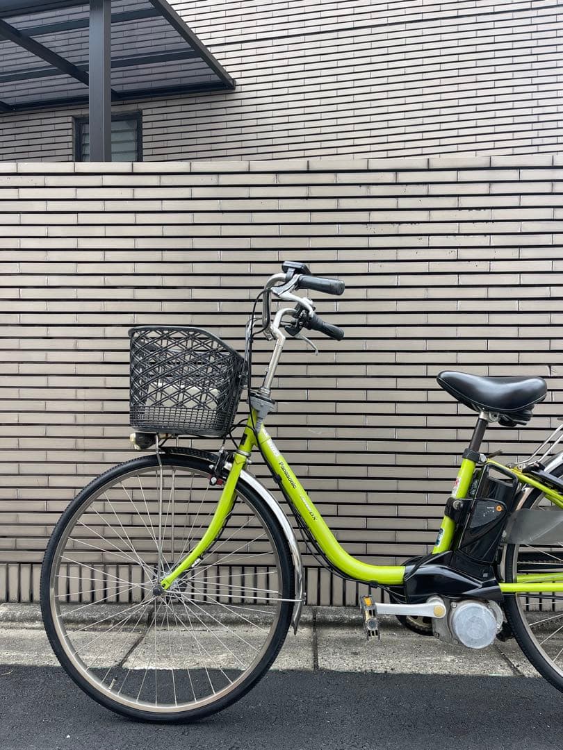 パナソニック電動アシスト自転車 ライムグリーン バスケット付き26CPXL06