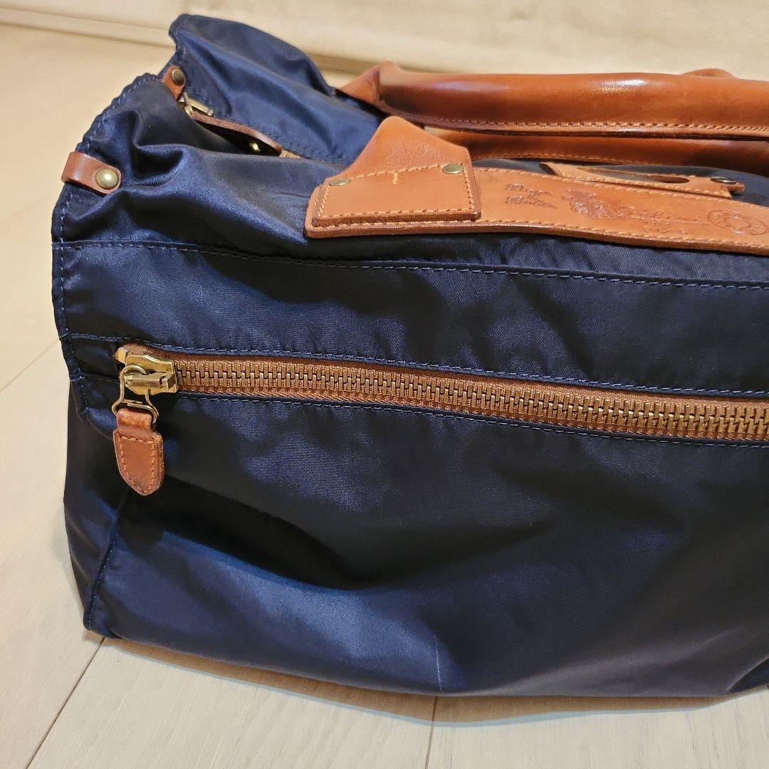 (美品)フェリージ Felisi　ボストンバッグ ネイビー・ブラウン