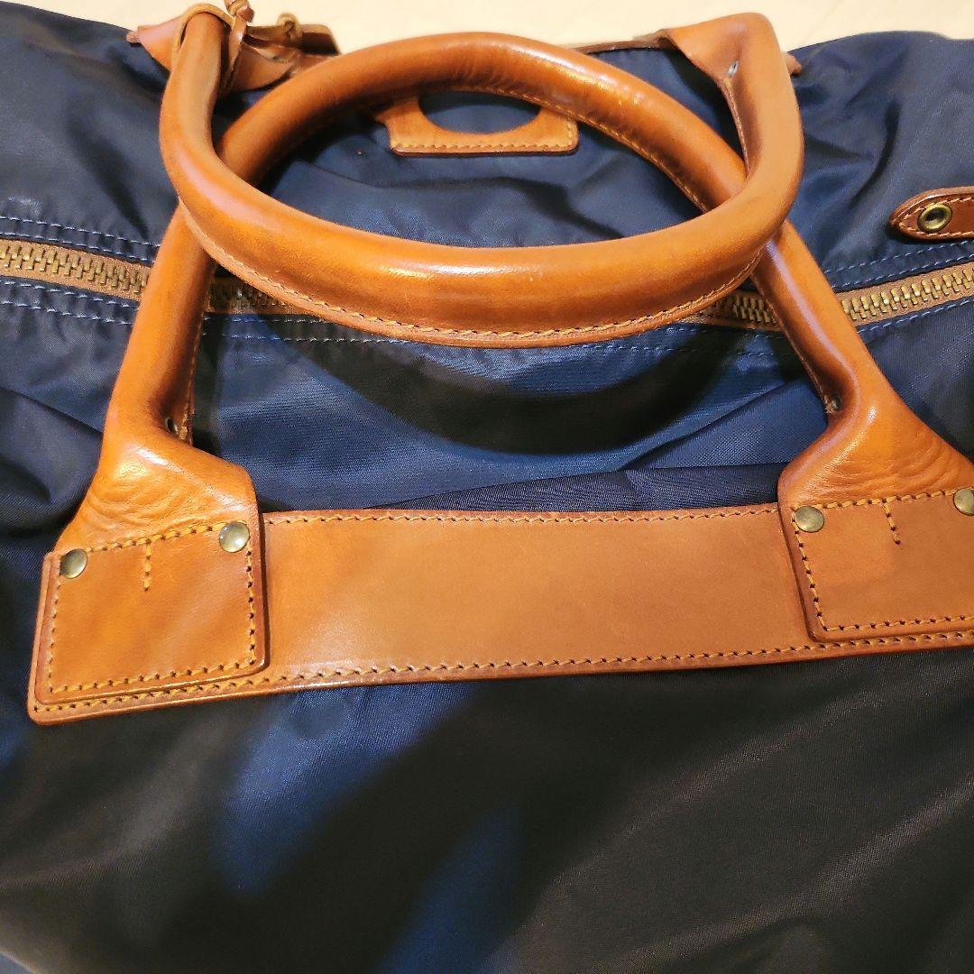 (美品)フェリージ Felisi　ボストンバッグ ネイビー・ブラウン
