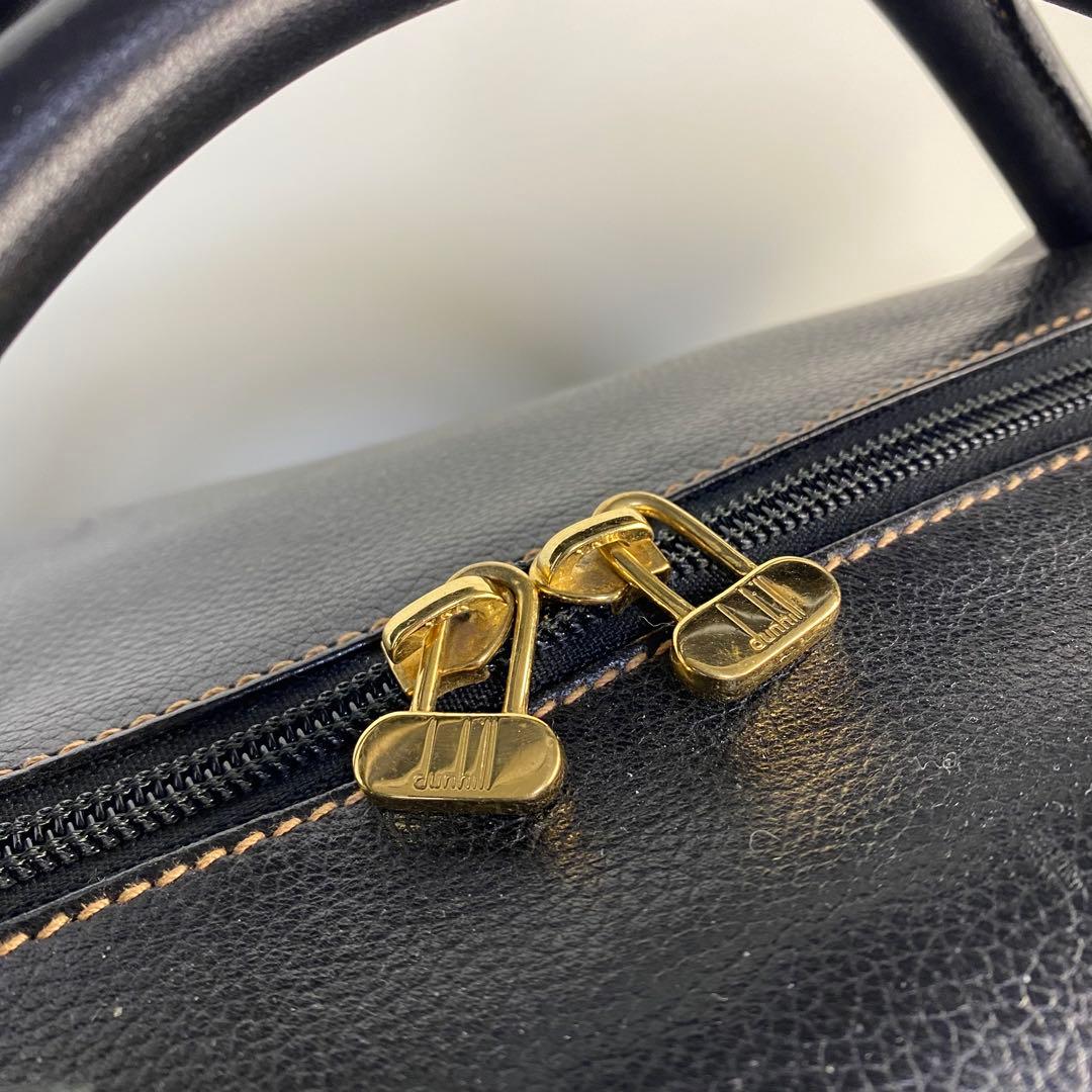 dunhill ダンヒル　オールレザー　ボストンバッグ　黒 ネームタグ　大容量