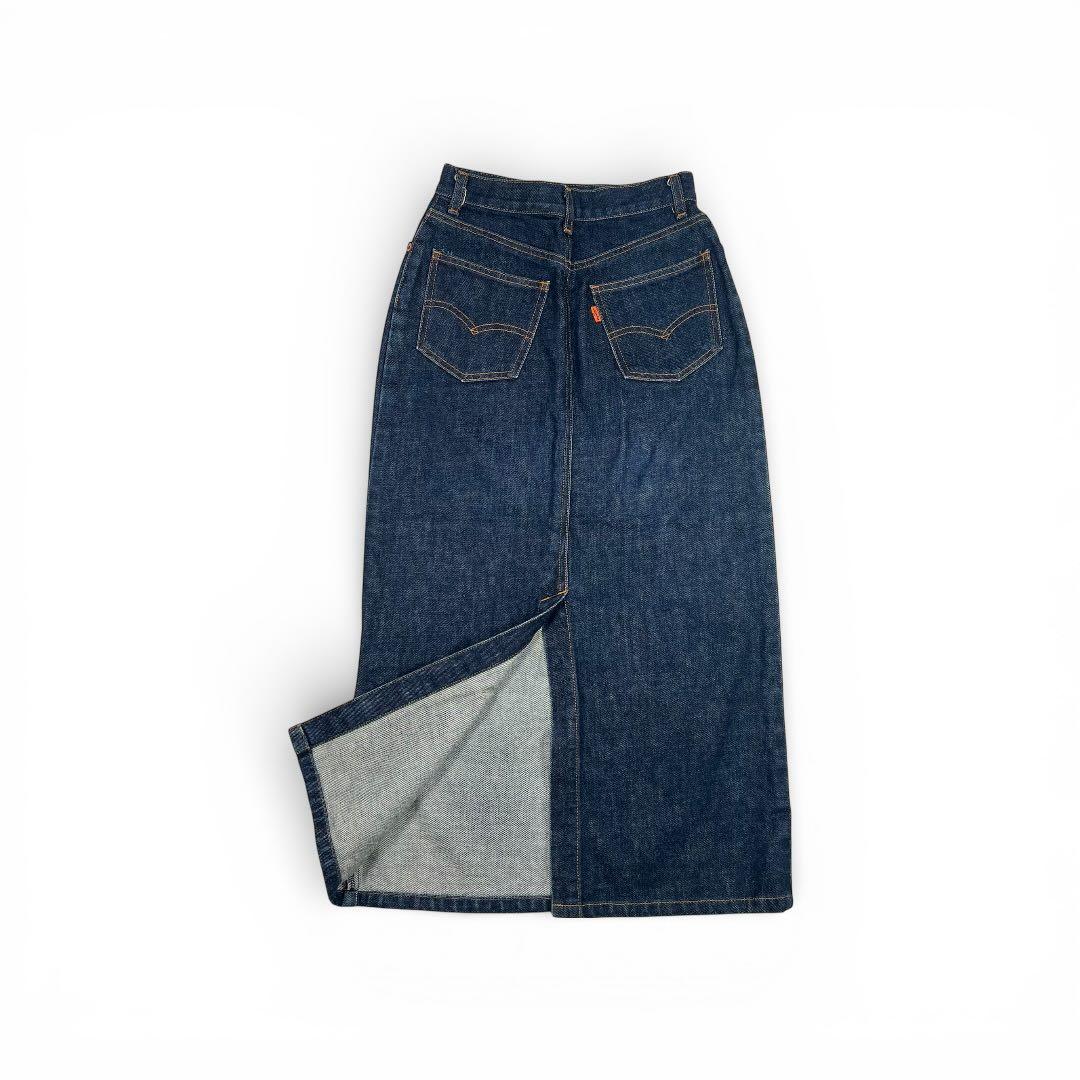 希少オレンジタブ【Levi's】濃紺デニムロングスカート 美シルエット S-M
