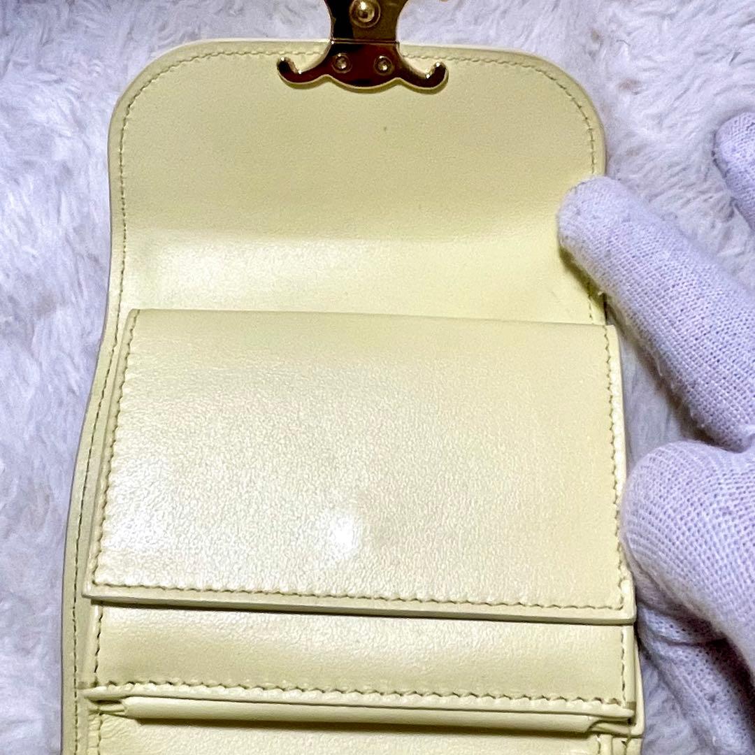 箱付 CELINE セリーヌ トリオンフ スモールフラップウォレット イエロー