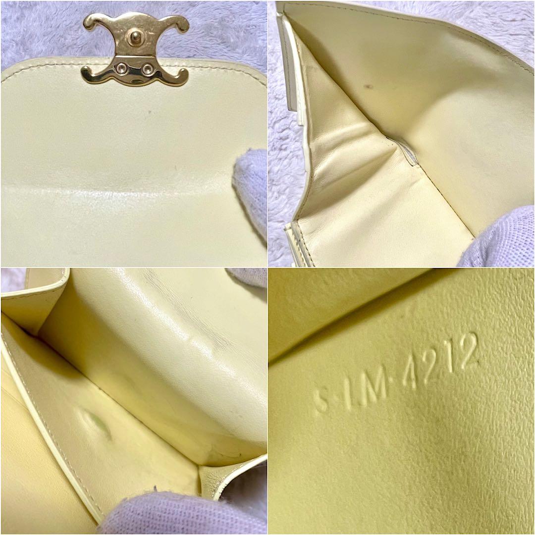箱付 CELINE セリーヌ トリオンフ スモールフラップウォレット イエロー