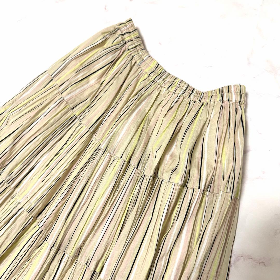 極美品✨MARIHA ティアードギャザースカート 草原の虹