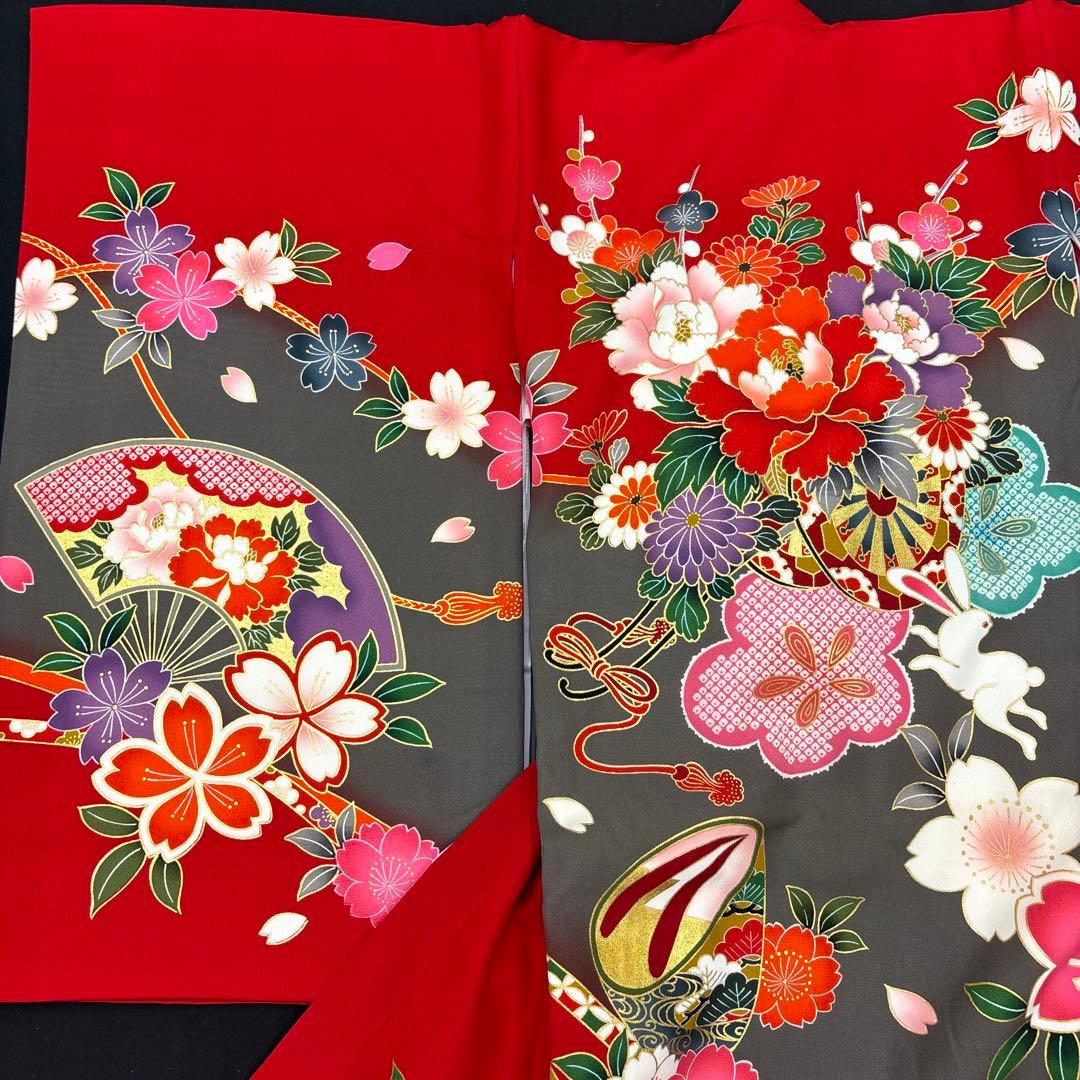 新品正絹産着（祝着）高級京友禅伝統工芸多色特選染分け鹿の子染入り☆豪華四季花車文