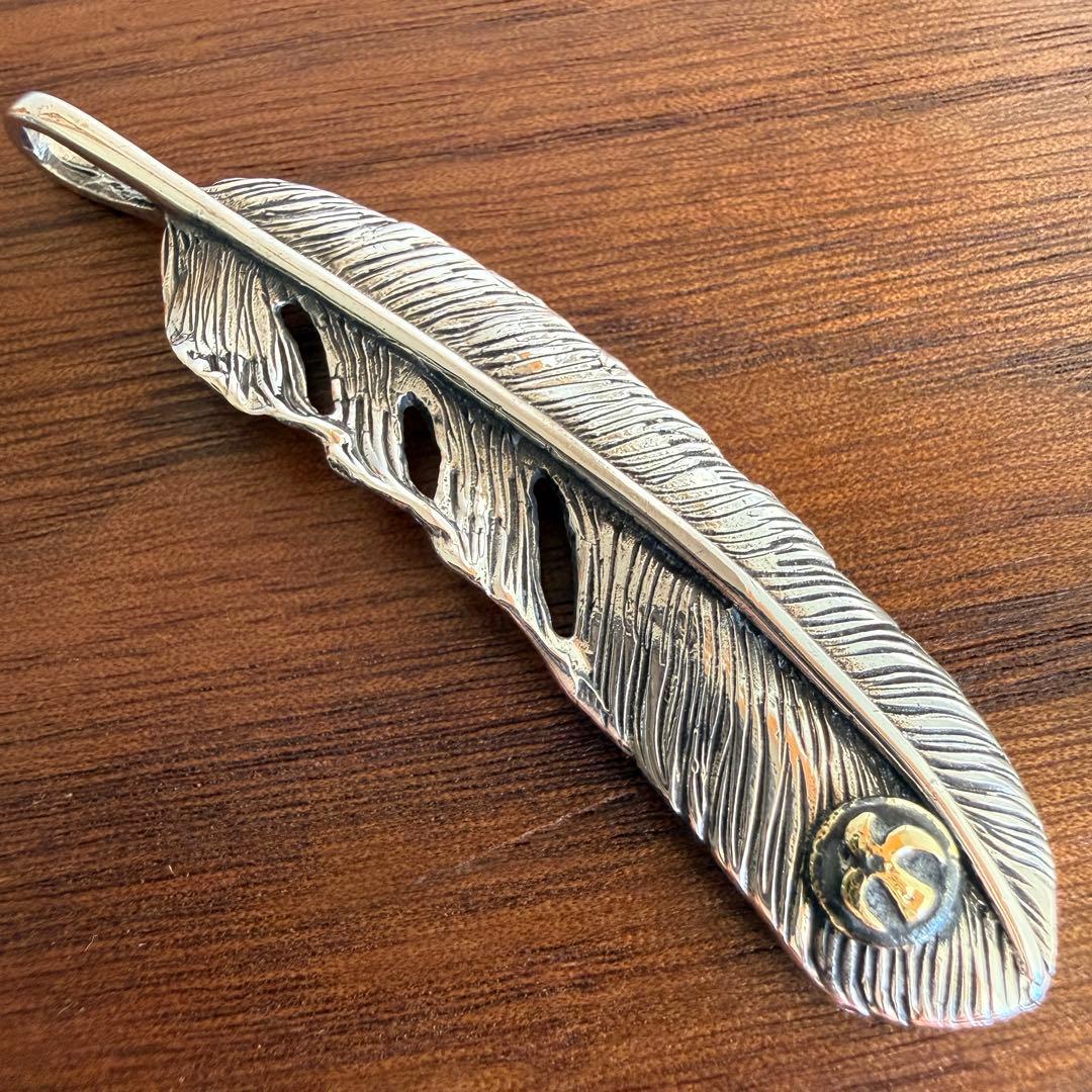 シルバー925無垢【新品】イーグルメタルフェザーペンダント右silver925