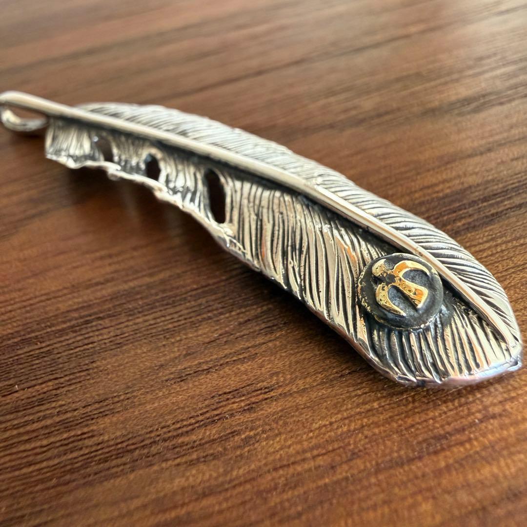 シルバー925無垢【新品】イーグルメタルフェザーペンダント右silver925