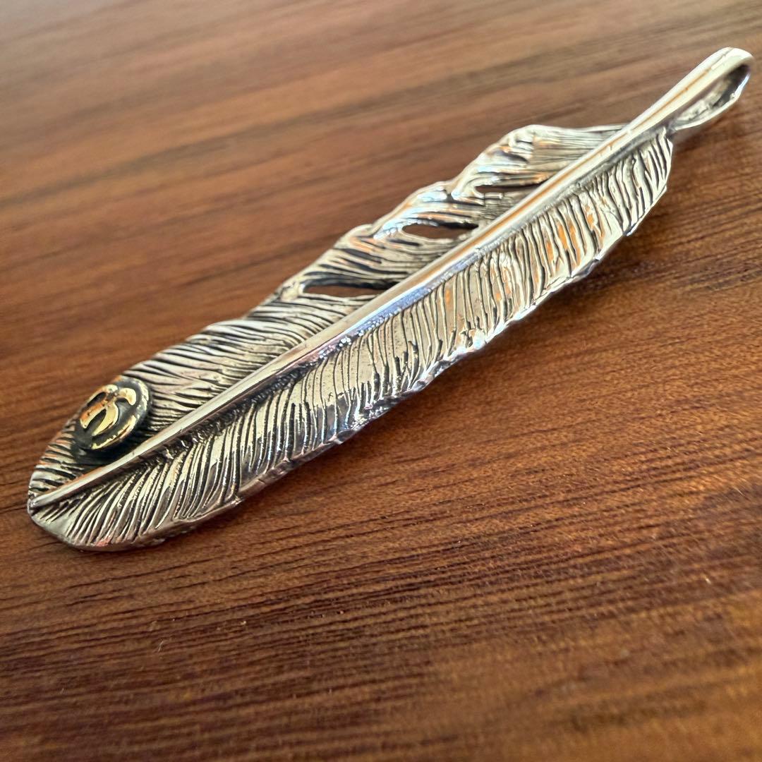 シルバー925無垢【新品】イーグルメタルフェザーペンダント右silver925