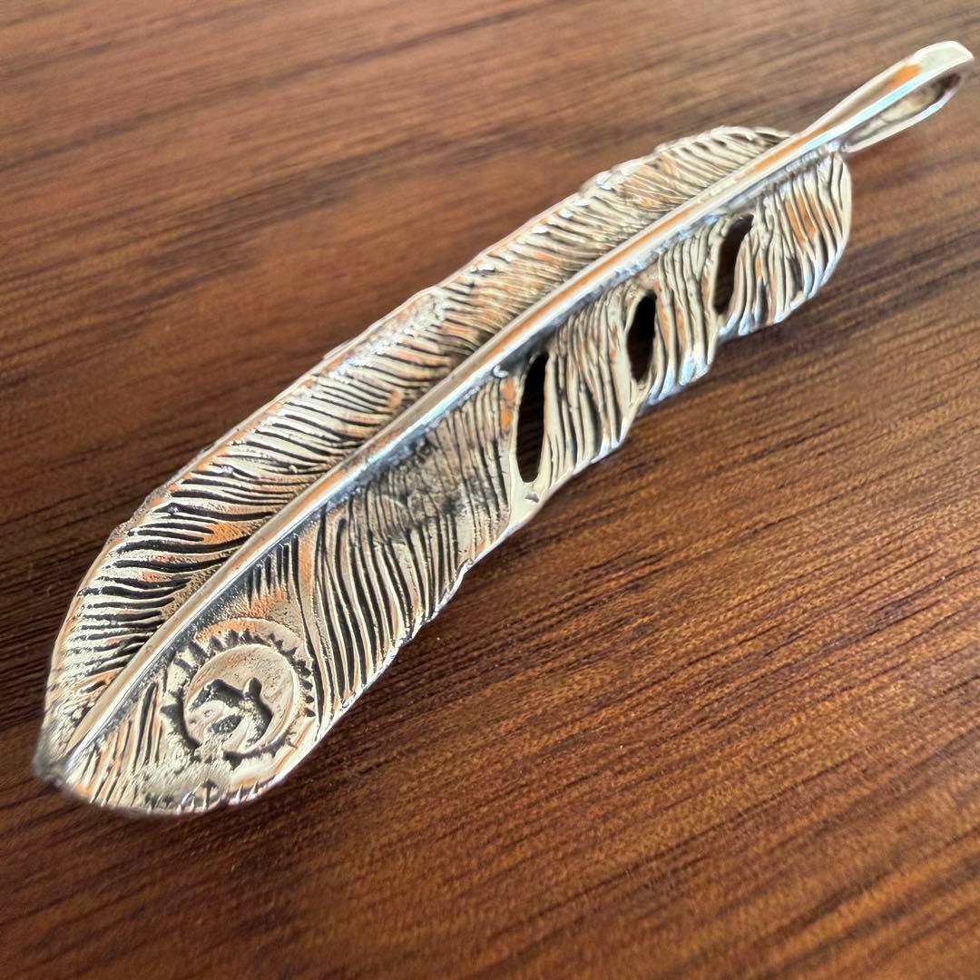シルバー925無垢【新品】イーグルメタルフェザーペンダント右silver925