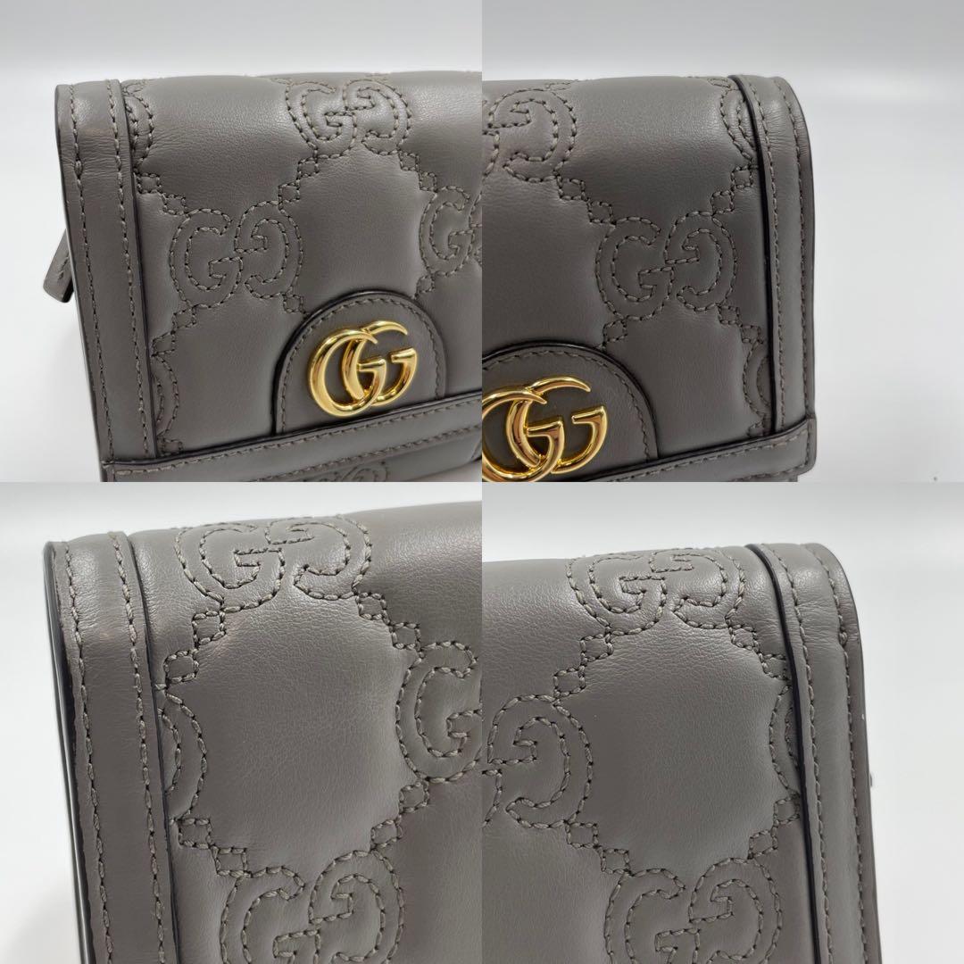 未使用に近い✨　GUCCI GGマーモント　財布　キルティング　ロゴ　グレー
