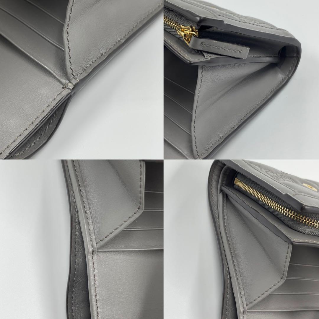 未使用に近い✨　GUCCI GGマーモント　財布　キルティング　ロゴ　グレー