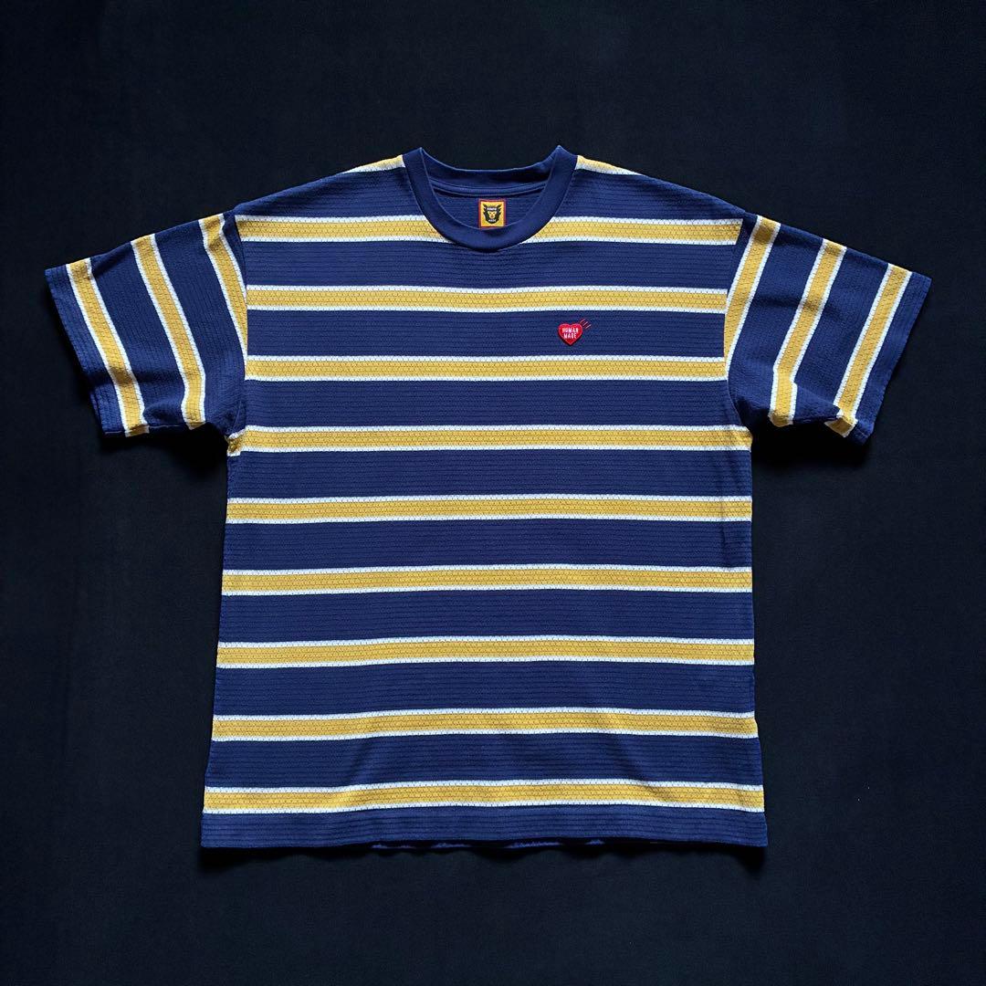 HUMAN MADE STRIPED MESH T-SHIRT navy 紺黄