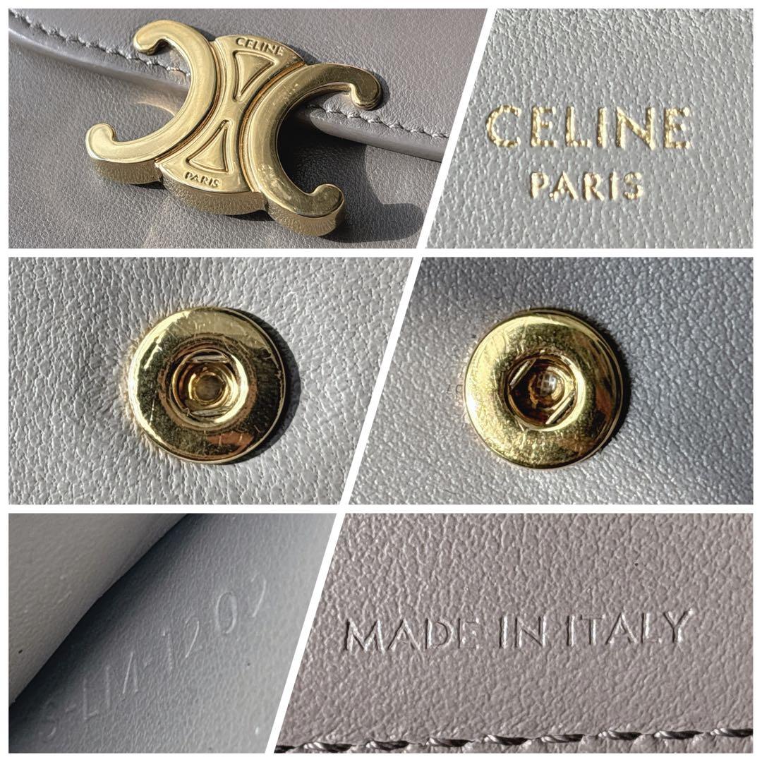 美品✨CELINE トリオンフ スモールフラップウォレット 三つ折り グレージュ
