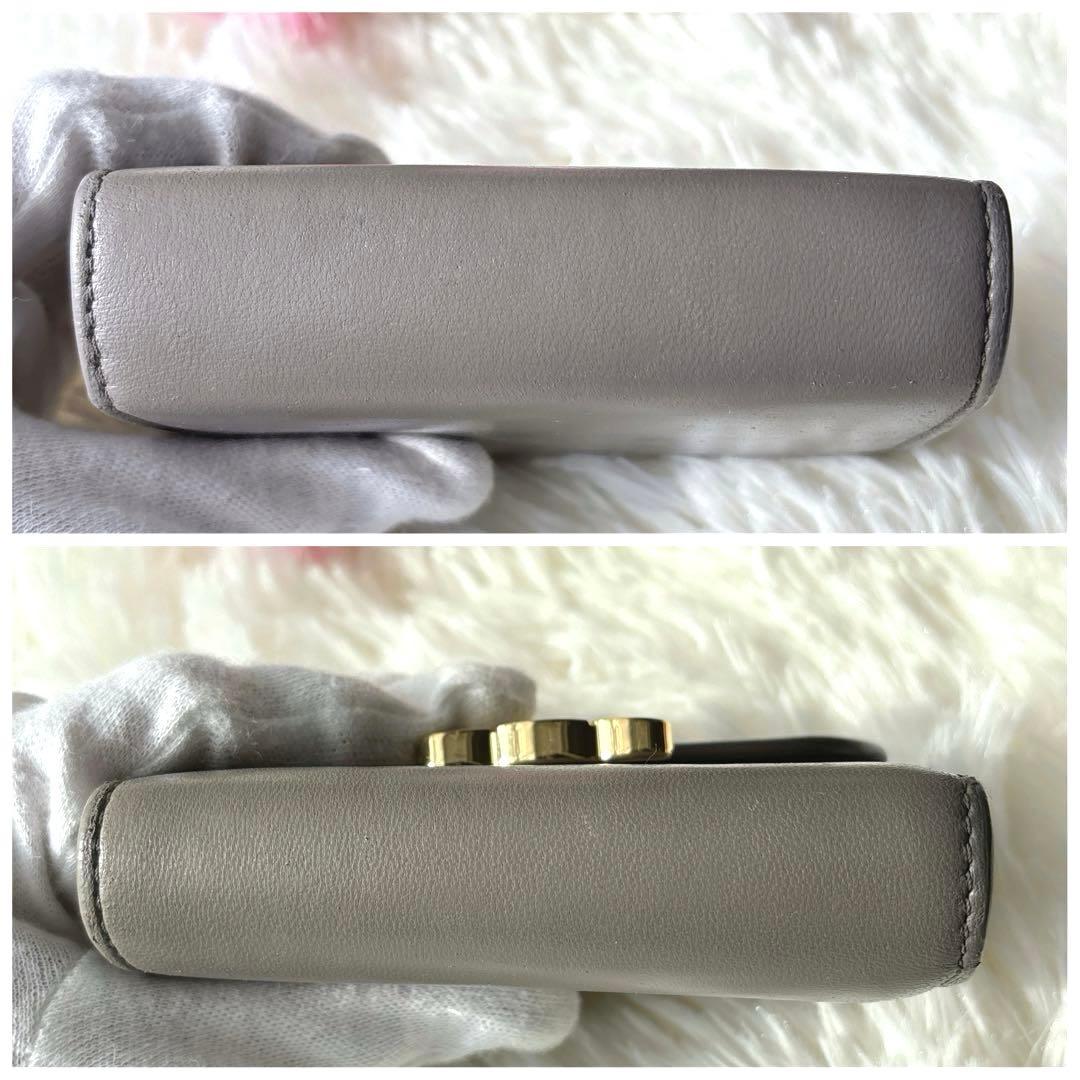 美品✨CELINE トリオンフ スモールフラップウォレット 三つ折り グレージュ