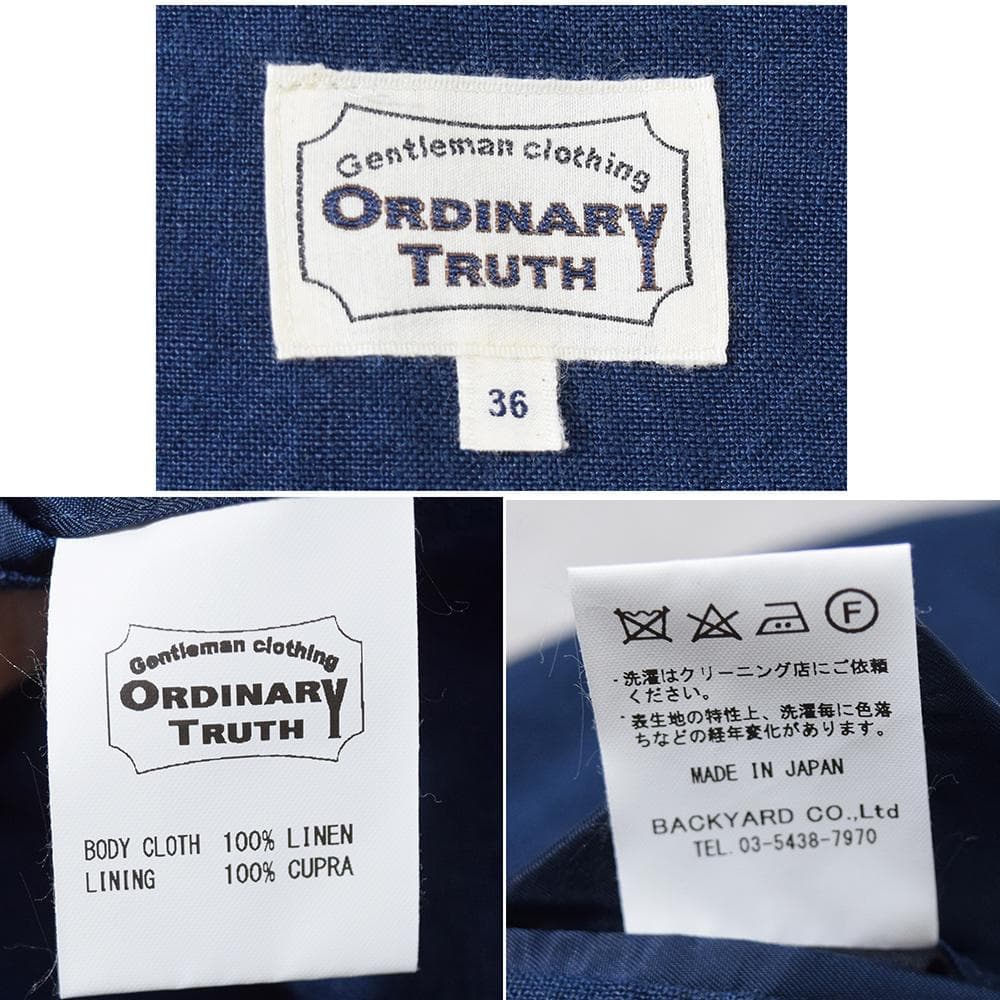 ORDINARY TRUTH リネン 3B ブレザー アイビージャケット 36