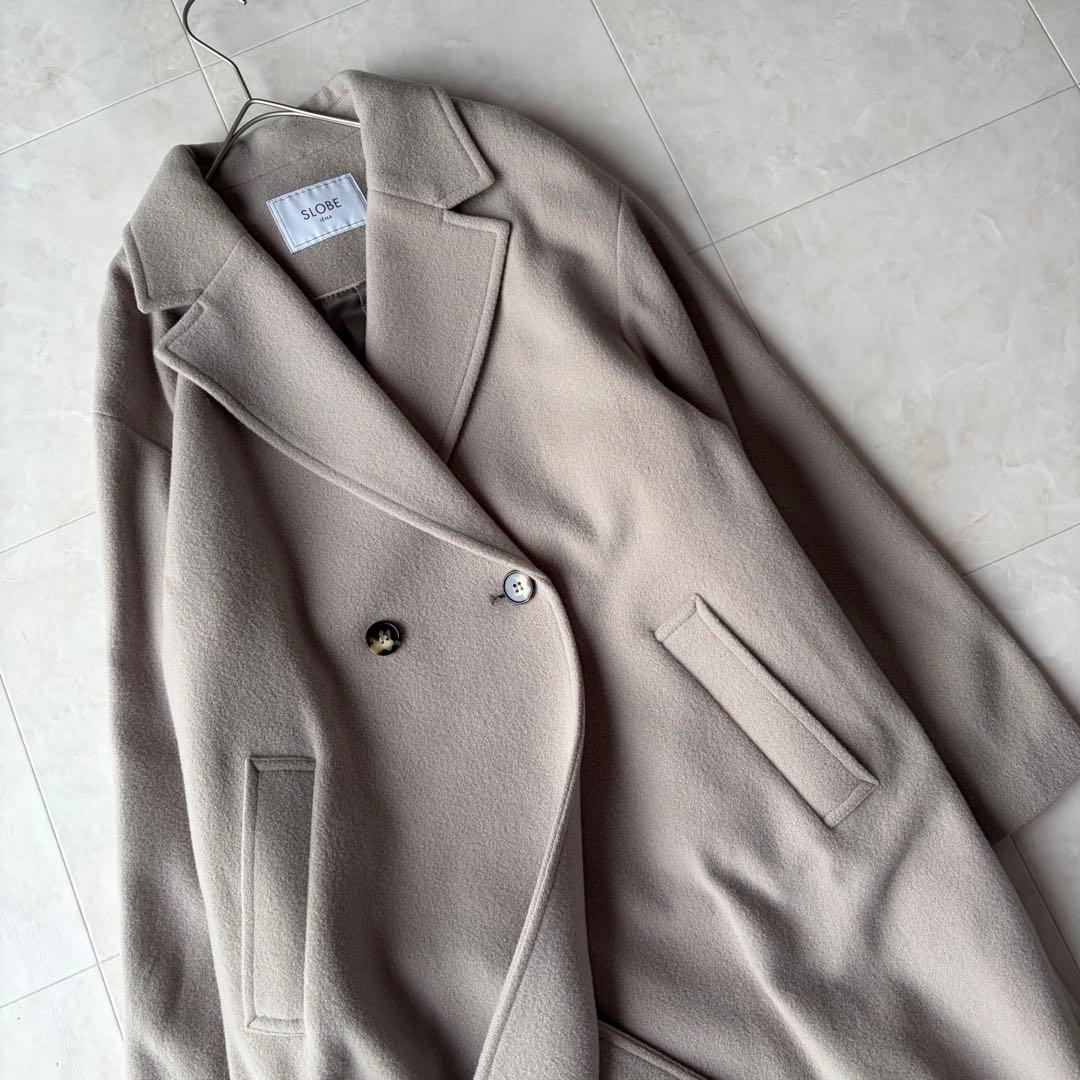 スローブイエナ SLOBE IENA ダブルフェイスウールロングコート38 M