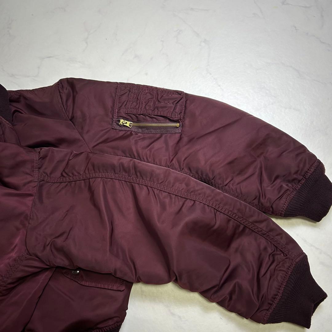 【80s】美品 三本タグ アルファ MA-1 フライトジャケット マルーン S