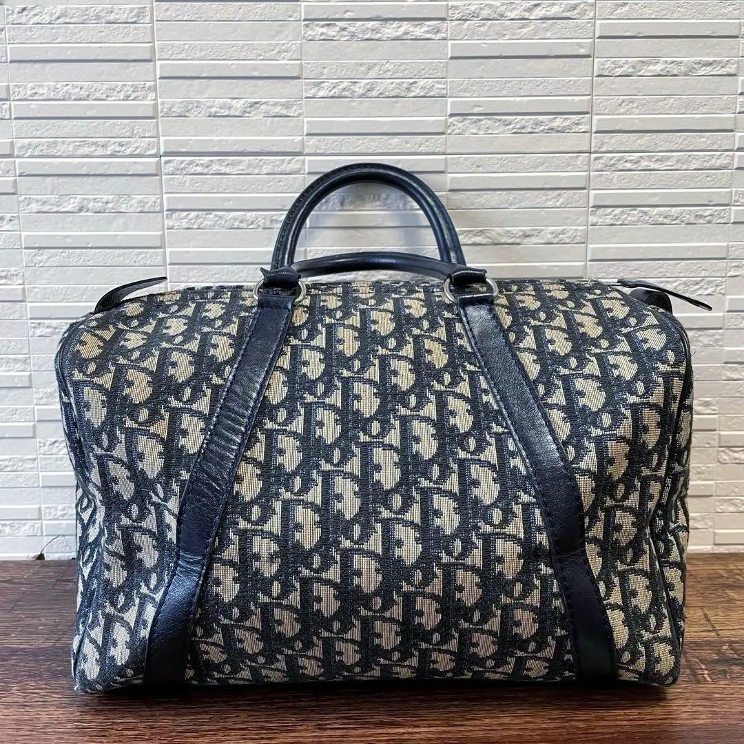 良品 ディオール トロッター キャンバス × レザー ハンド ボストン バッグ.