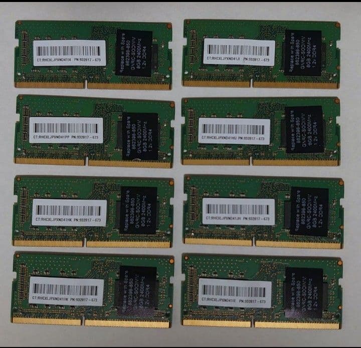ノートPC用 メモリー DDR4 8GB 2666V 計8枚