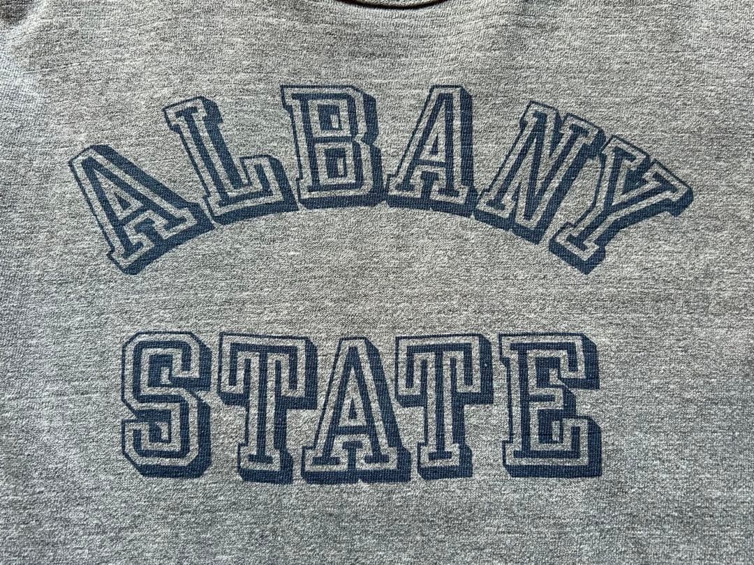 70sチャンピオントバータグTシャツLアメリカ製 染み込みALBANY