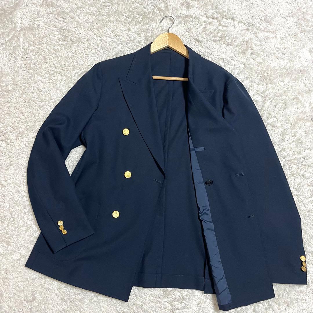 ✨希少✨グリーンレーベルリラクシング 紺ブレ ジャケット ダブル 金ボタン XL