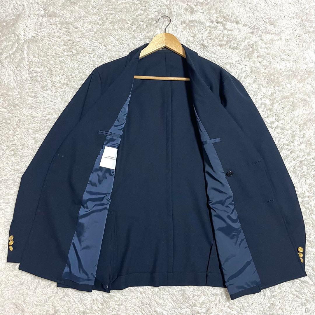 ✨希少✨グリーンレーベルリラクシング 紺ブレ ジャケット ダブル 金ボタン XL