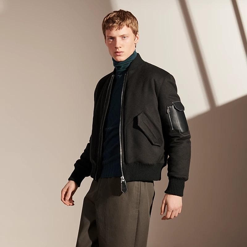 HERMES 21AW 撥水カシミア100% MA-1ボンバージャケット 44