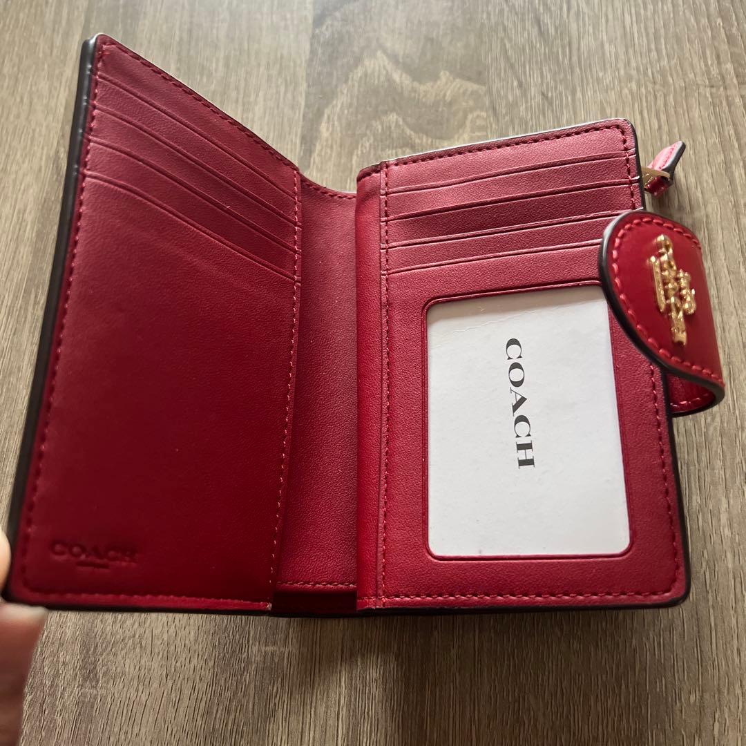 ☆COACH 二つ折り財布 ダークブラウン/レッド
