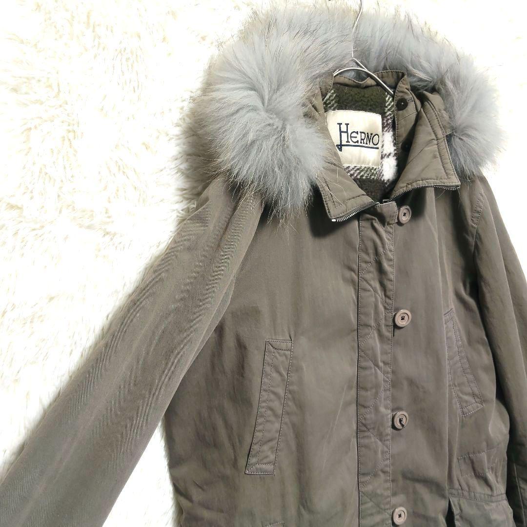 EU製　ヘルノ　HERNO　ファー付き　モッズコート　ボアライナー付き　50