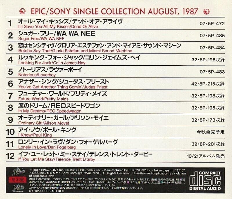 Epic / Sony Single Collection 1987　貴重盤CD