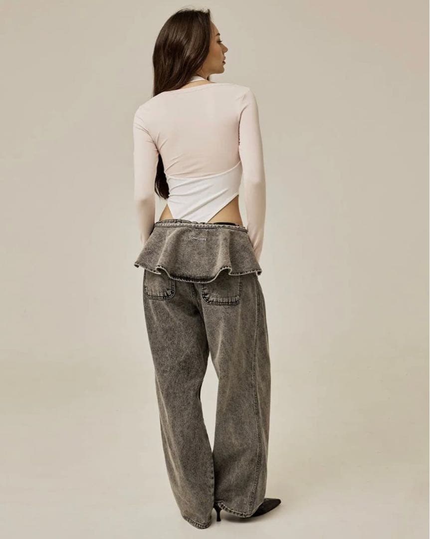 Threetimes ruffle baggy jeans デニム S