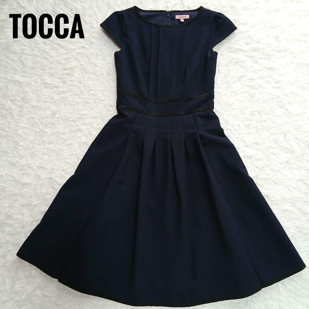 【TOCCA】【洗える！】CASCADE ドレス ひざ丈ワンピース　ネイビー
