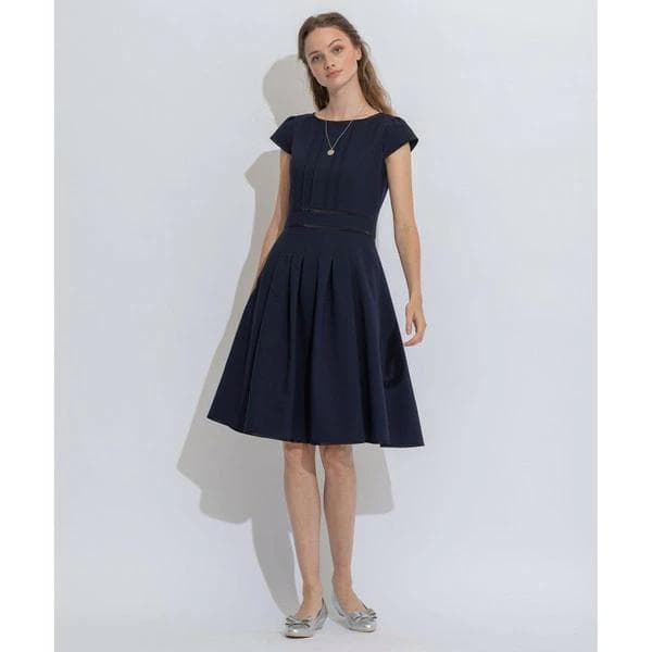 【TOCCA】【洗える！】CASCADE ドレス ひざ丈ワンピース　ネイビー