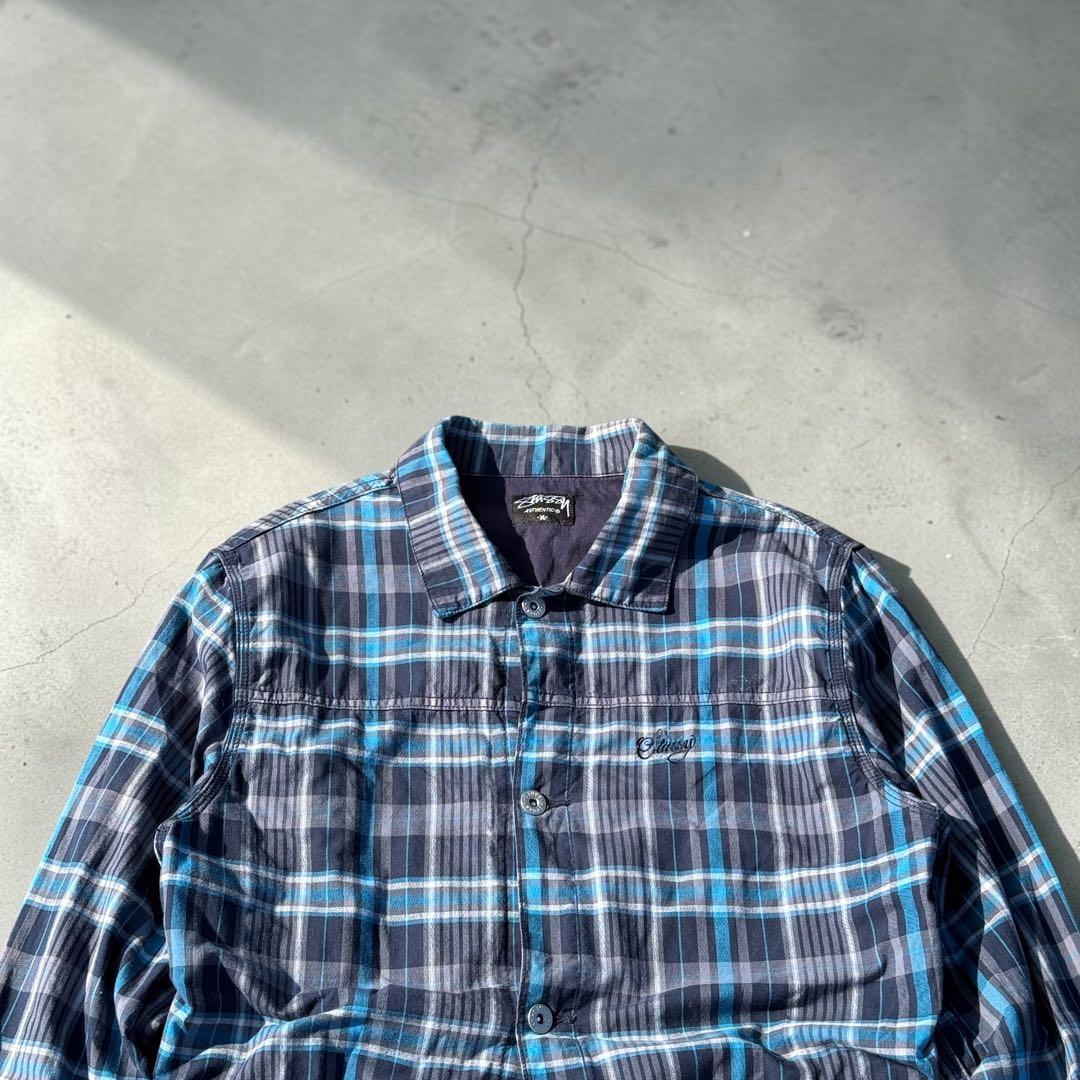 ジャケット・アウター 90s old stussy blue plaid check jacket