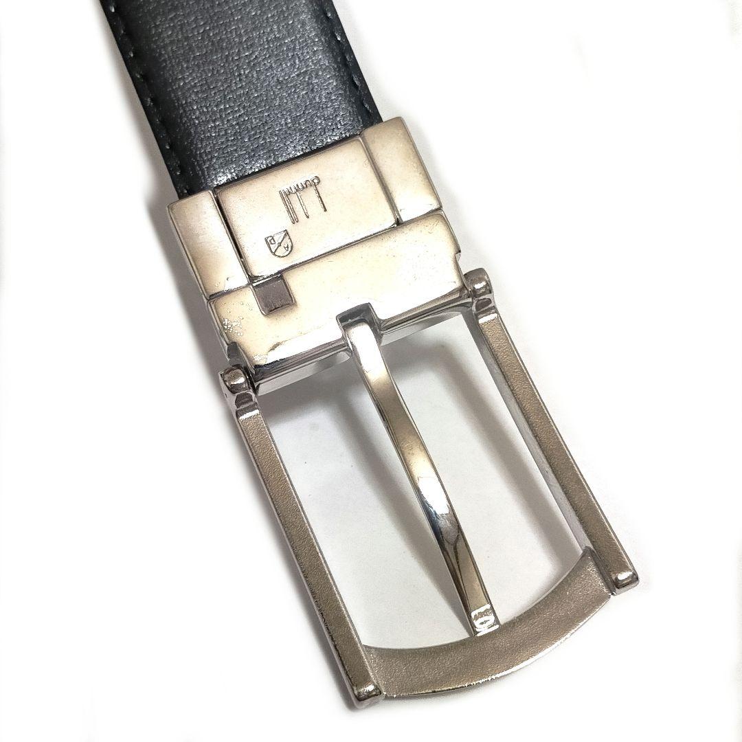 Dunhill ダンヒル レザーベルト ブラック シルバーバックル