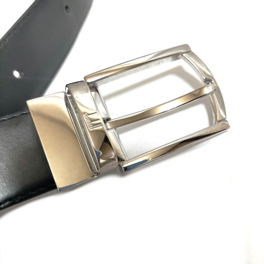 Dunhill ダンヒル レザーベルト ブラック シルバーバックル