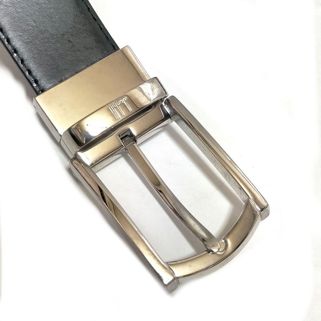 Dunhill ダンヒル レザーベルト ブラック シルバーバックル
