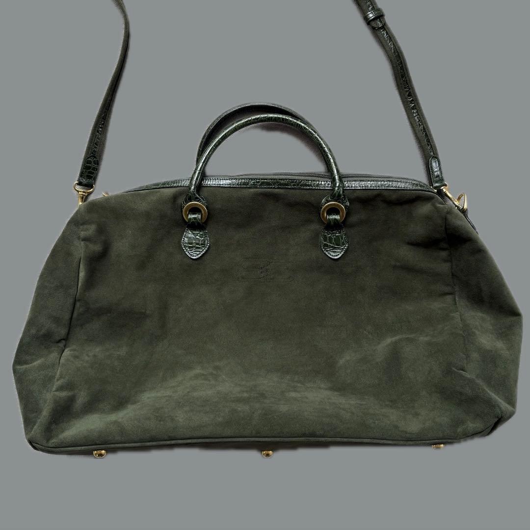オールドBALENCIAGAバレンシアガ ロゴ スウェード ボストン バッグ