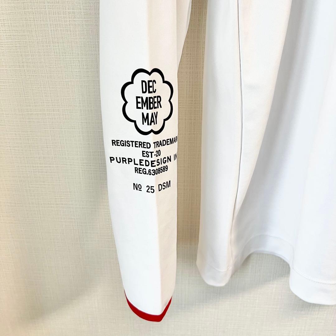 【美品】ディセンバーメイ モックネック 長袖 シャツ XL 白 ホワイト ゴルフ