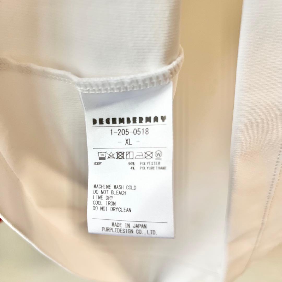 【美品】ディセンバーメイ モックネック 長袖 シャツ XL 白 ホワイト ゴルフ