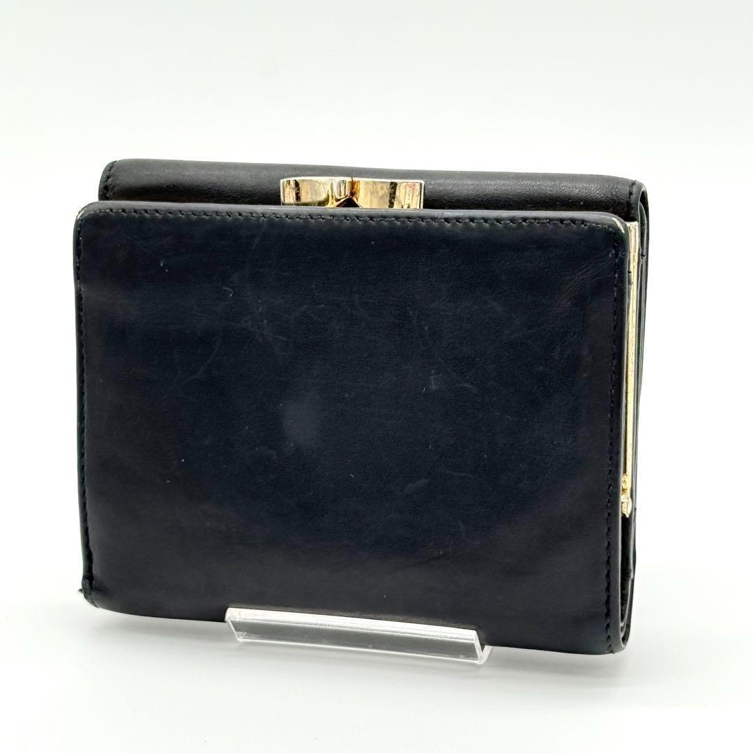 【美品】Vivienne がま口財布 三つ折り財布 ORB レザー ブラック