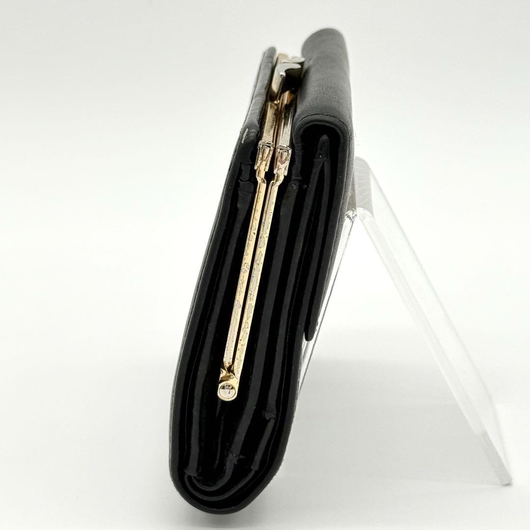 【美品】Vivienne がま口財布 三つ折り財布 ORB レザー ブラック