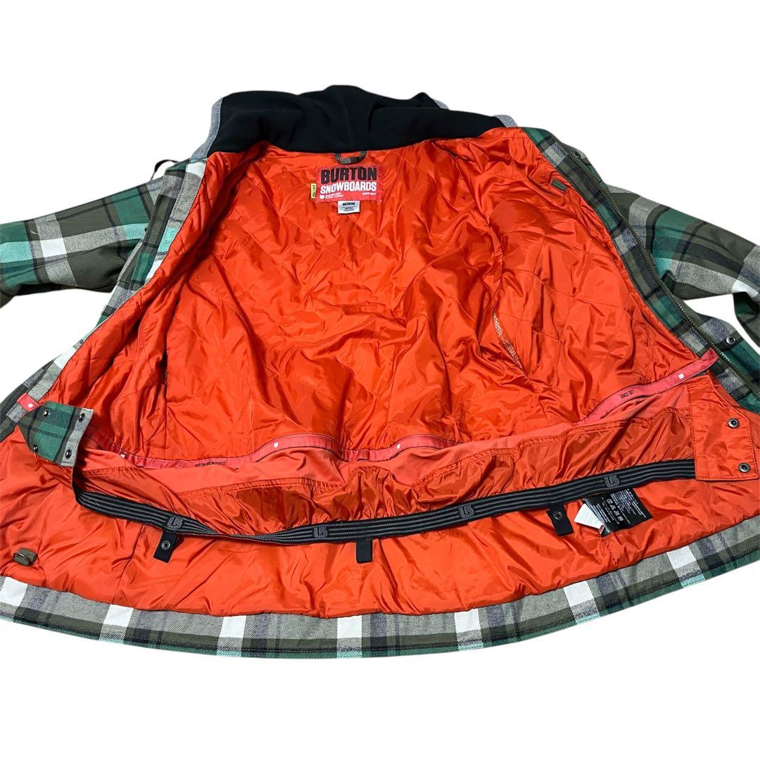 【超美品】BURTON バートン　スノーボード ウェア　チェック柄　緑　グリーン